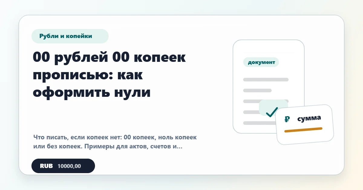00 рублей 00 копеек прописью: как оформить нули