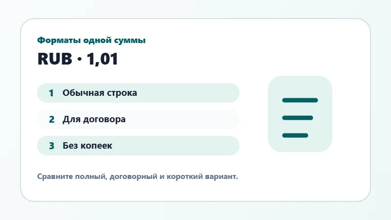 Примеры форматов суммы прописью