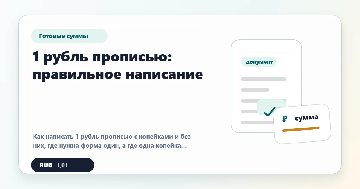 1 рубль прописью: правильное написание