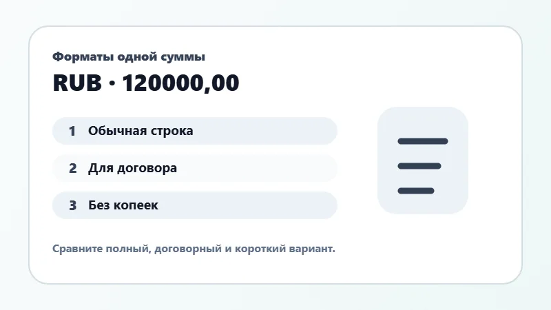 Примеры форматов суммы прописью