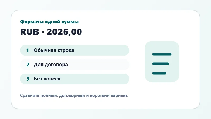 Примеры форматов суммы прописью
