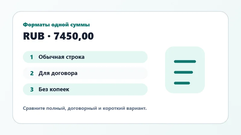 Примеры форматов суммы прописью
