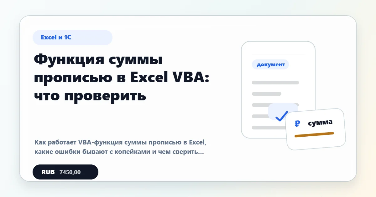 Функция суммы прописью в Excel VBA: что проверить