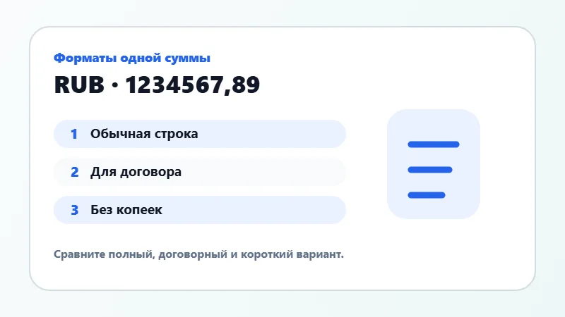 Примеры форматов суммы прописью