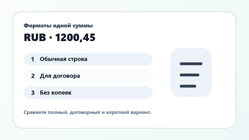 Примеры форматов суммы прописью