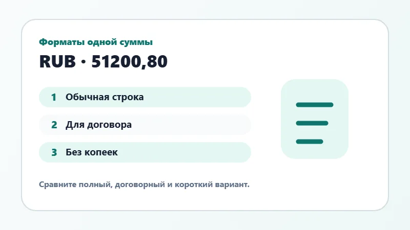 Примеры форматов суммы прописью
