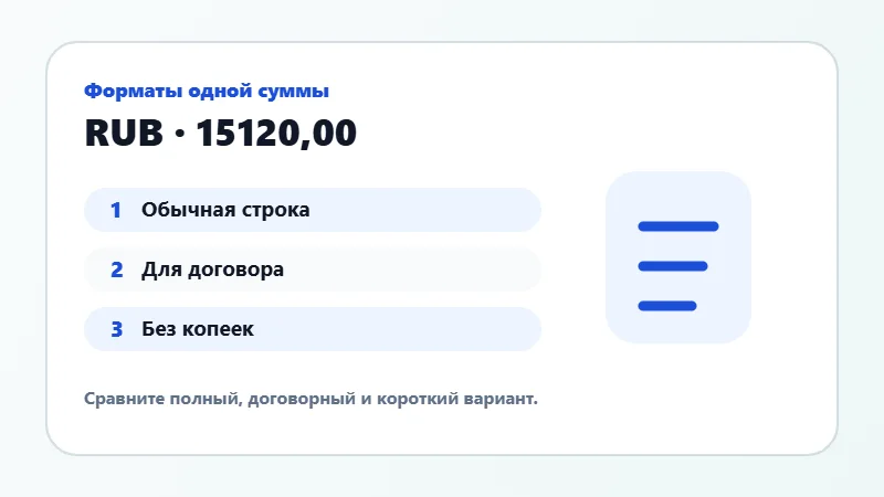 Примеры форматов суммы прописью