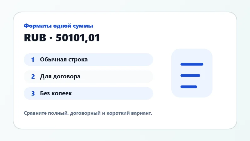 Примеры форматов суммы прописью