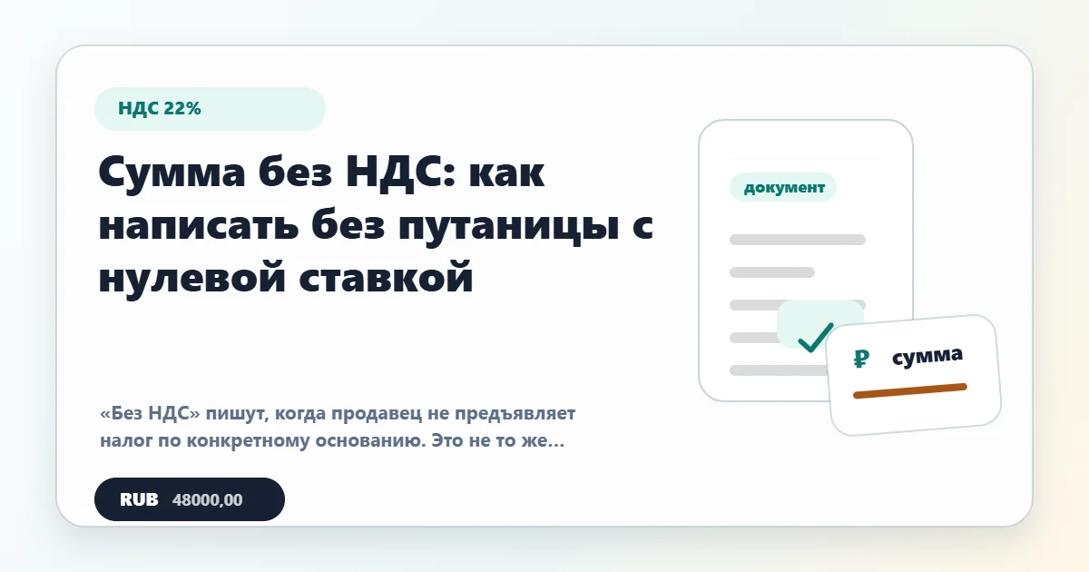Сумма без НДС в договоре: формулировка и отличие от 0%