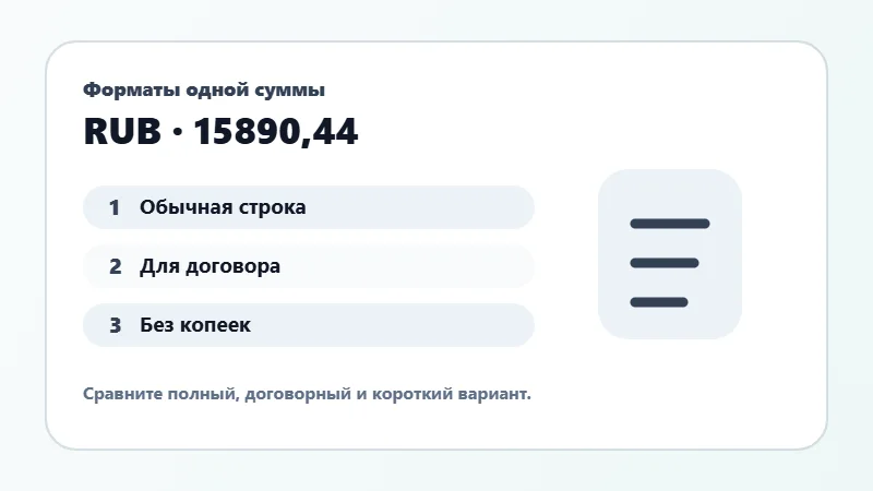 Примеры форматов суммы прописью