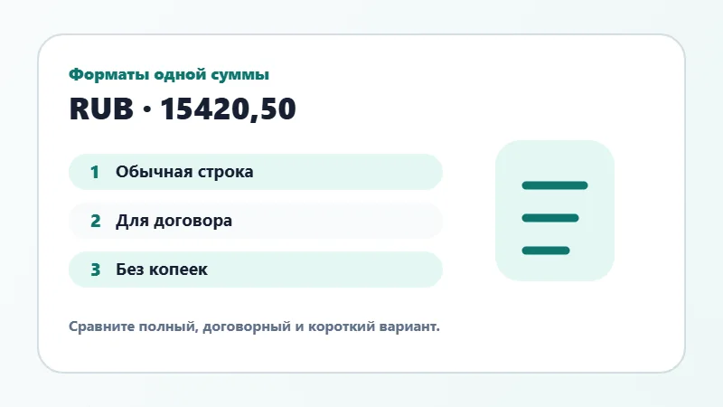 Примеры форматов суммы прописью
