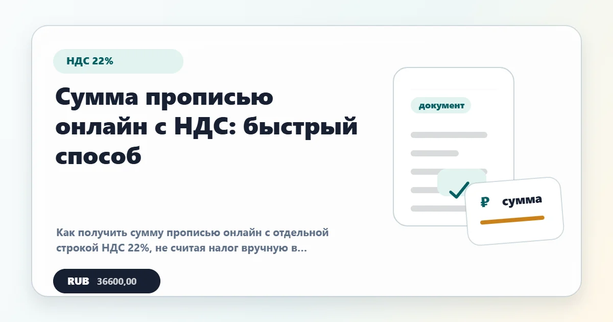 Сумма прописью онлайн с НДС: быстрый способ