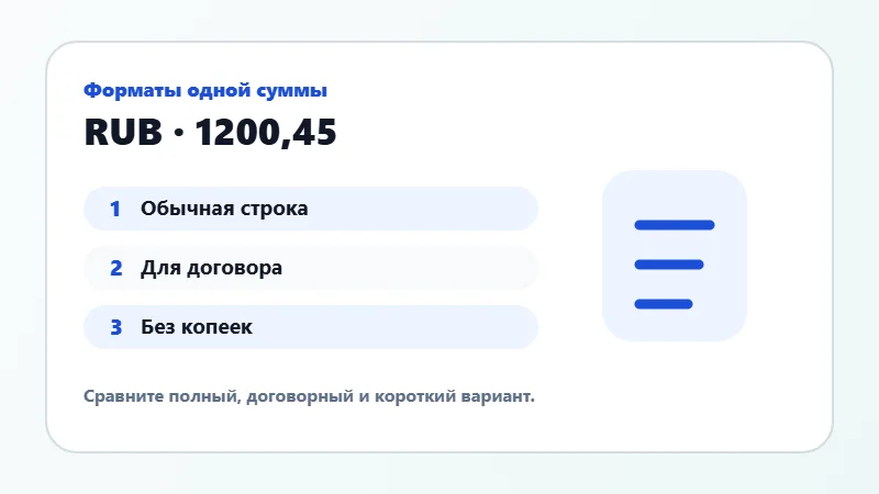 Примеры форматов суммы прописью