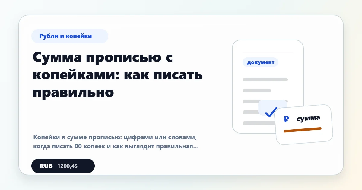 Сумма прописью с копейками: как писать правильно