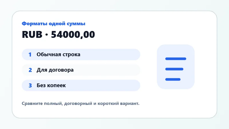Примеры форматов суммы прописью