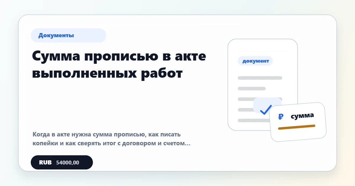 Сумма прописью в акте выполненных работ