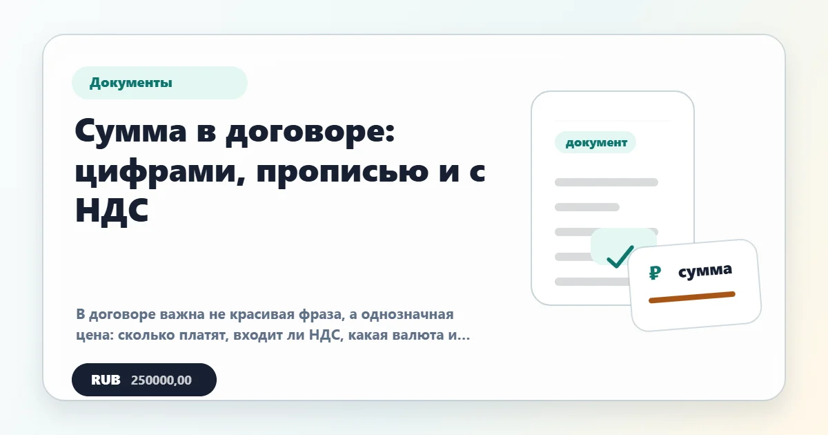 Как написать сумму в договоре: цифры, пропись, копейки и НДС