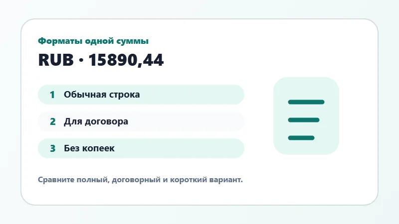 Примеры форматов суммы прописью