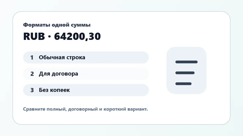 Примеры форматов суммы прописью