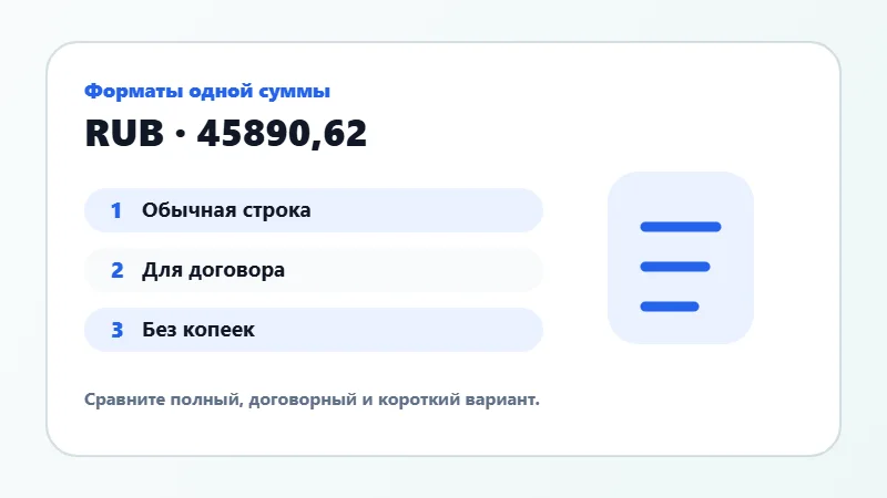 Примеры форматов суммы прописью