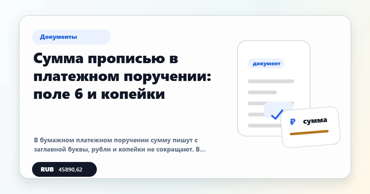 Сумма прописью в платежном поручении: как заполнить бумажную платежку