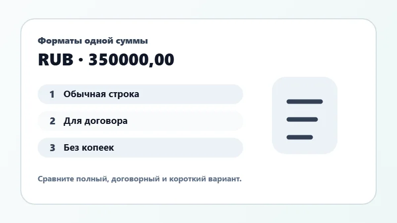 Примеры форматов суммы прописью