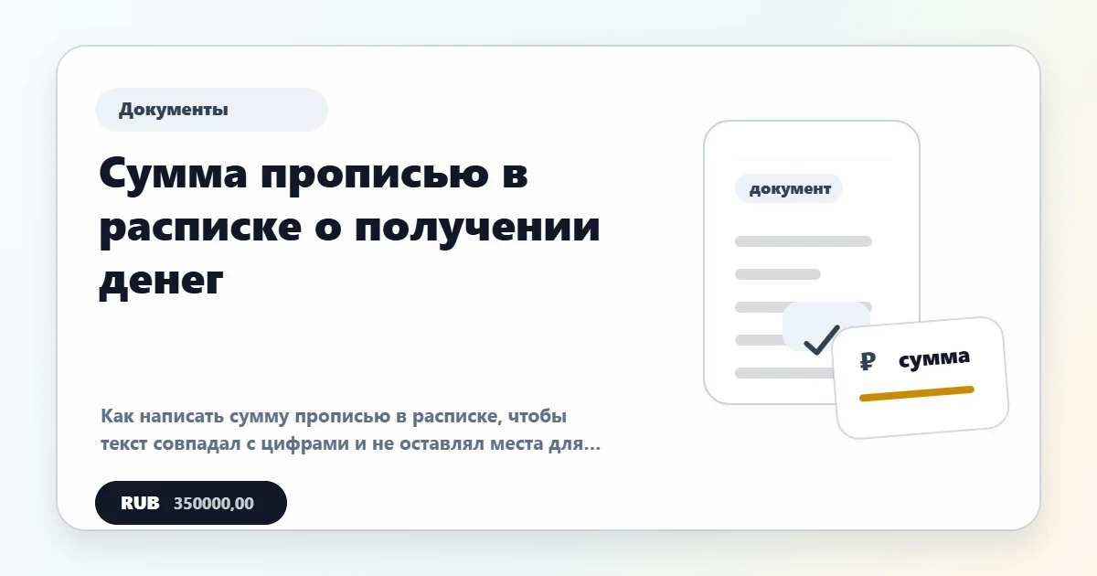 Сумма прописью в расписке о получении денег