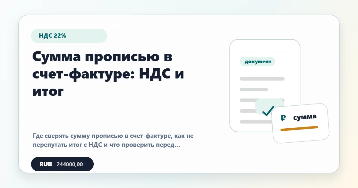 Сумма прописью в счет-фактуре: НДС и итог