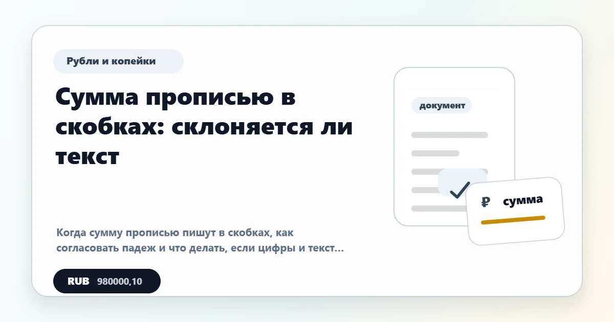 Сумма прописью в скобках: склоняется ли текст