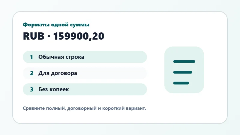 Примеры форматов суммы прописью