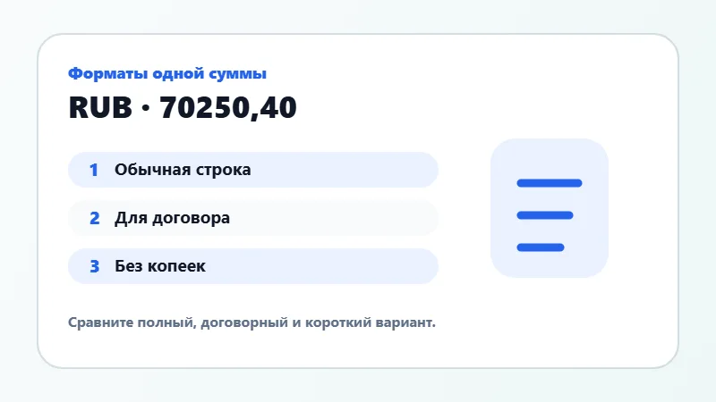 Примеры форматов суммы прописью
