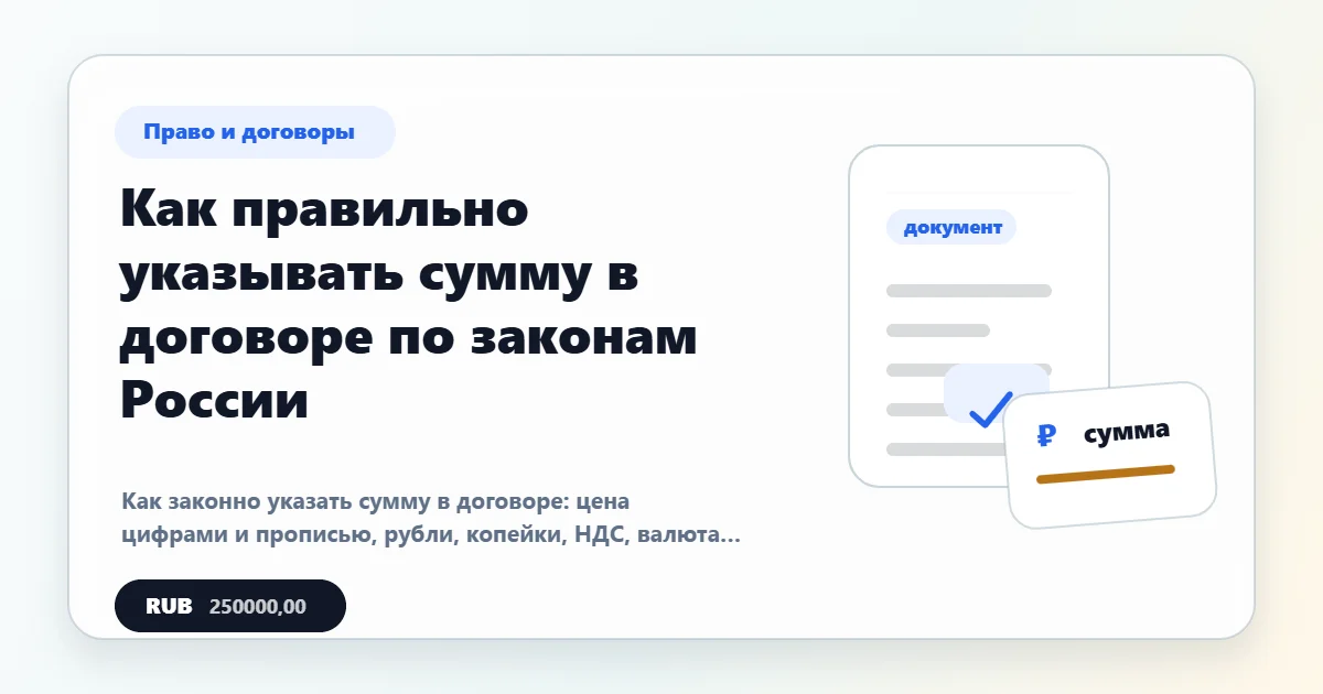 Сумма в договоре по законам России: цифры, пропись, НДС