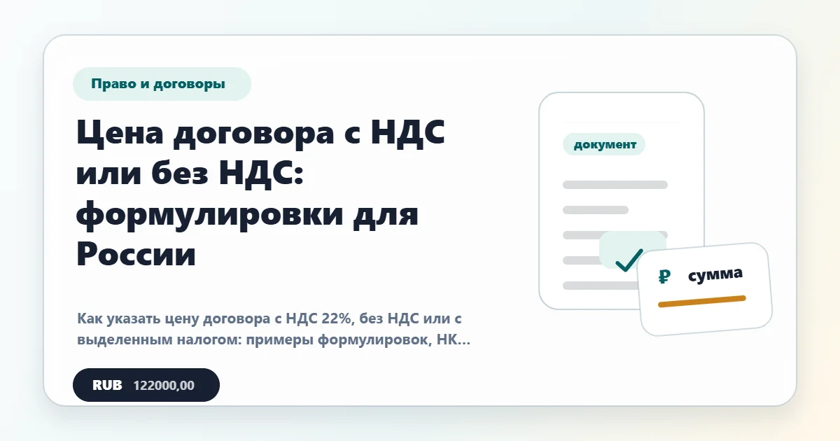 Цена договора с НДС или без НДС: формулировки и НК РФ