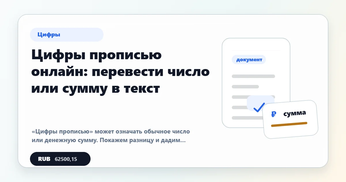 Цифры прописью онлайн: число и сумма словами