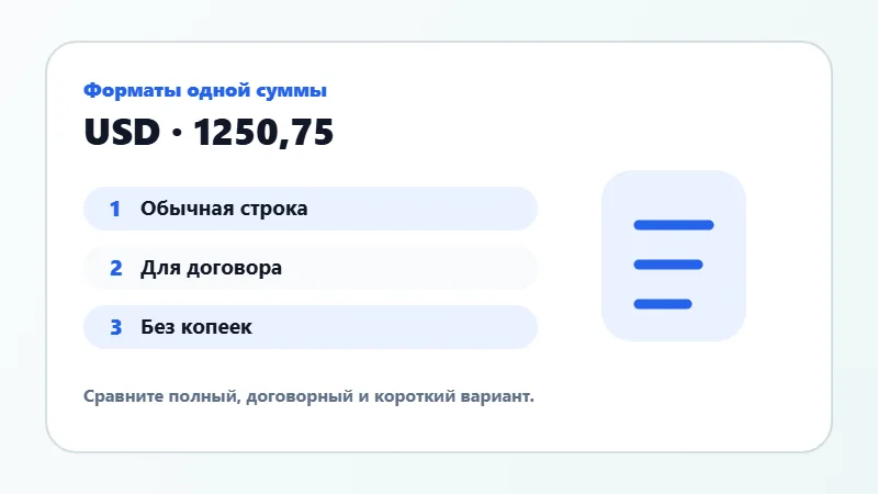 Примеры форматов суммы прописью