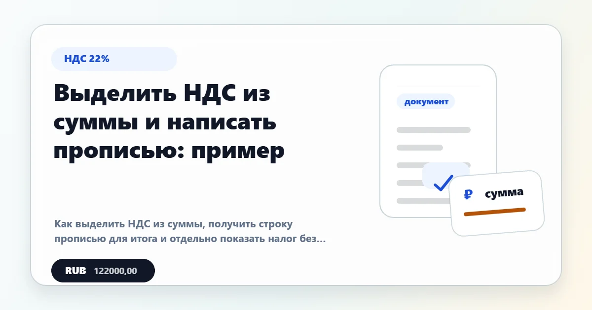 Выделить НДС из суммы и написать прописью: пример
